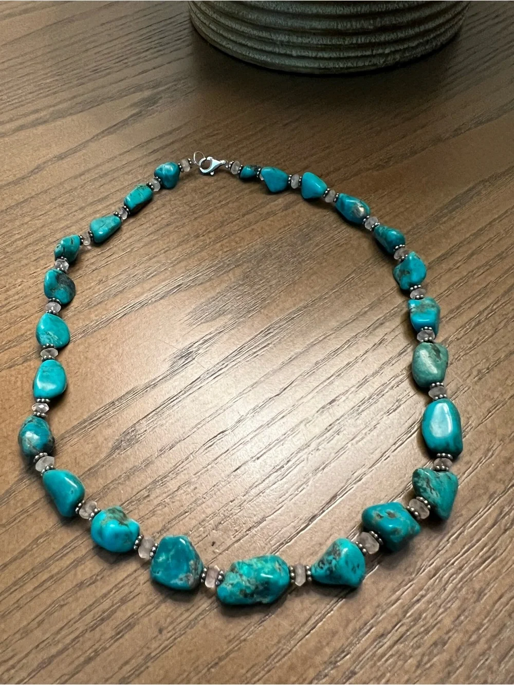 Turquoise Beaded Necklace - Genuine Turquoise Stone Necklace